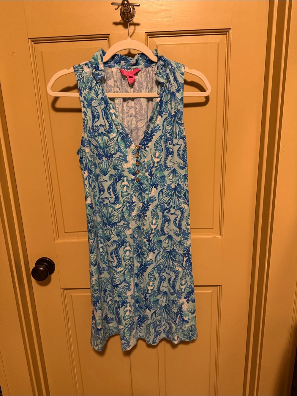 Lilly Pulitzer Blue Multi Seashell & Seahorse V-Neck Coverup